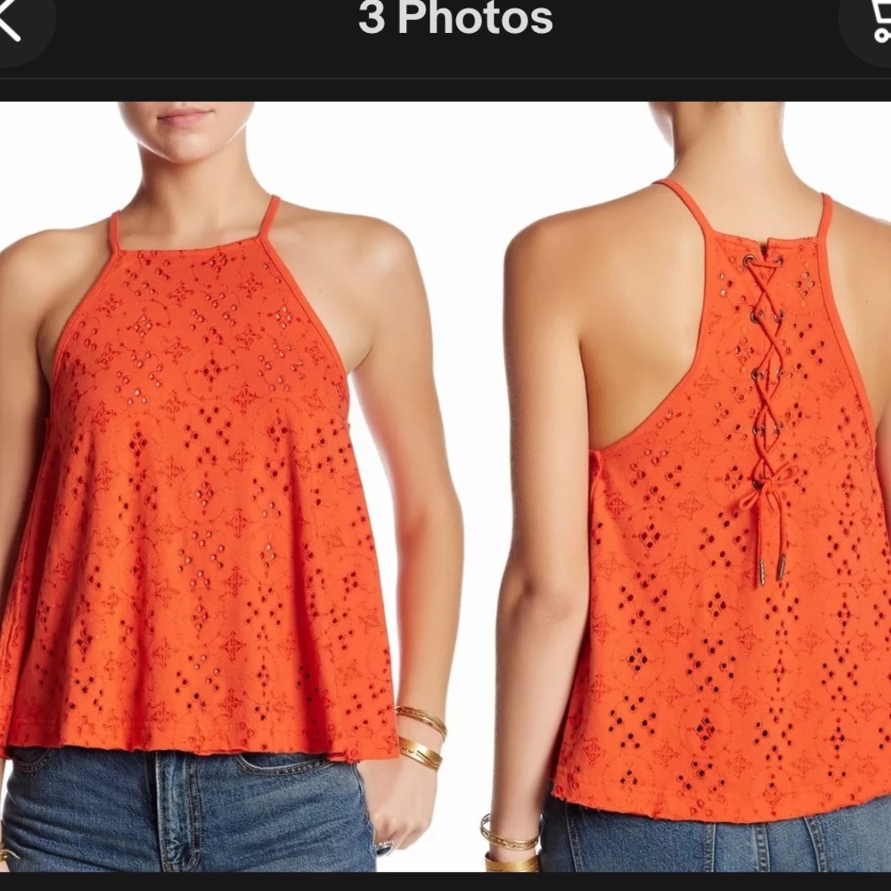 NWT eyelet, spaghetti strap, race back, tie/laced back tank.